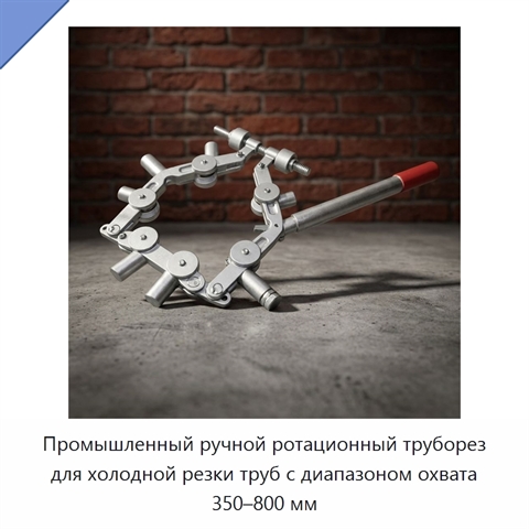Промышленный ручной ротационный труборез для холодной резки труб с диапазоном охвата 350–800 мм