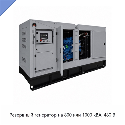 Резервный генератор на 800 или 1000 кВА, 480 В