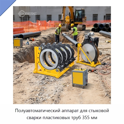 Полуавтоматический аппарат для стыковой сварки пластиковых труб 355 мм