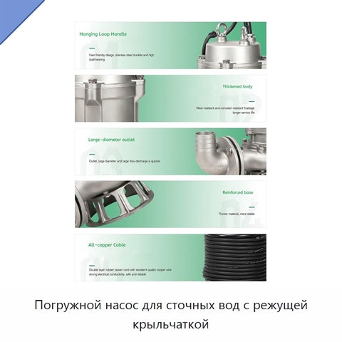 Погружной насос для сточных вод с режущей крыльчаткой