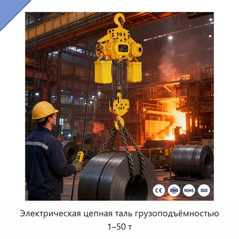 Электрическая цепная таль грузоподъёмностью 1–50 т