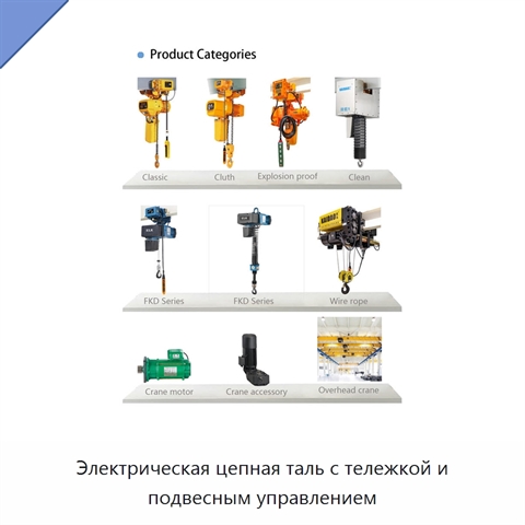 Электрическая цепная таль с тележкой и подвесным управлением