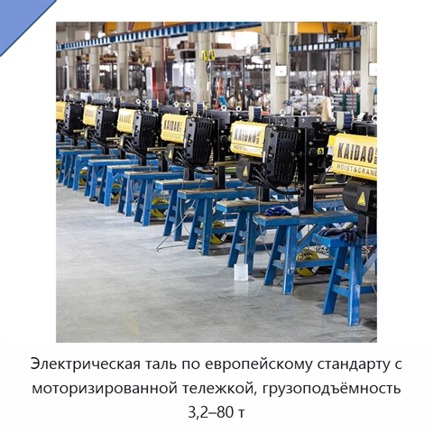 Электрическая таль по европейскому стандарту с моторизированной тележкой, грузоподъёмность 3,2–80 т