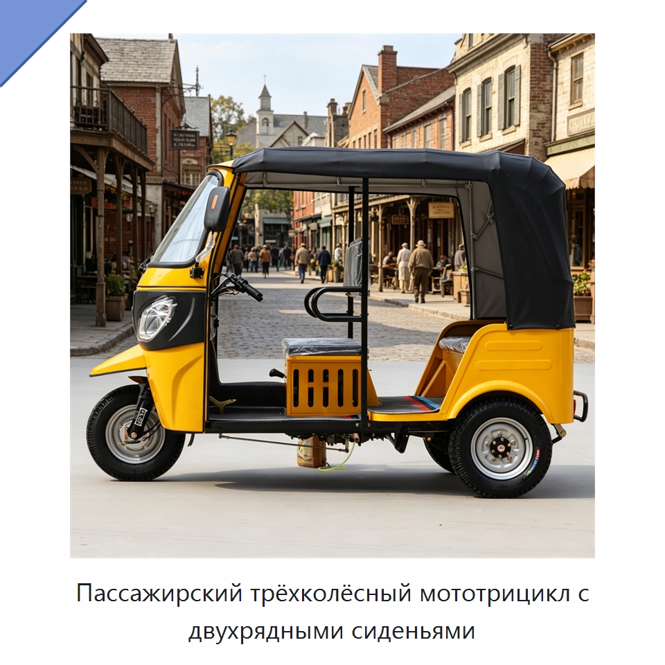 Пассажирский трёхколёсный мототрицикл с двухрядными сиденьями — Специальные машины и промышленное оборудование