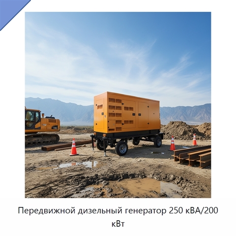 Передвижной дизельный генератор 250 кВА/200 кВт