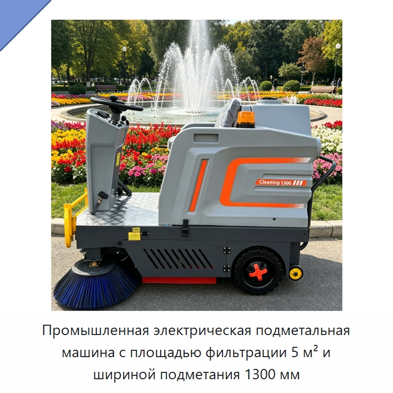 Промышленная электрическая подметальная машина с площадью фильтрации 5 м² и шириной подметания 1300 мм — Специальная строительная техника