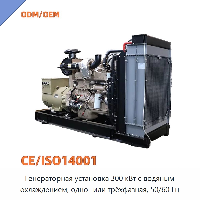 Генераторная установка 300 кВт с водяным охлаждением, одно- или трёхфазная, 50/60 Гц — Дизельные генераторы