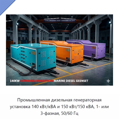 Промышленная дизельная генераторная установка 140 кВт/кВА и 150 кВт/150 кВА, 1- или 3-фазная, 50/60 Гц