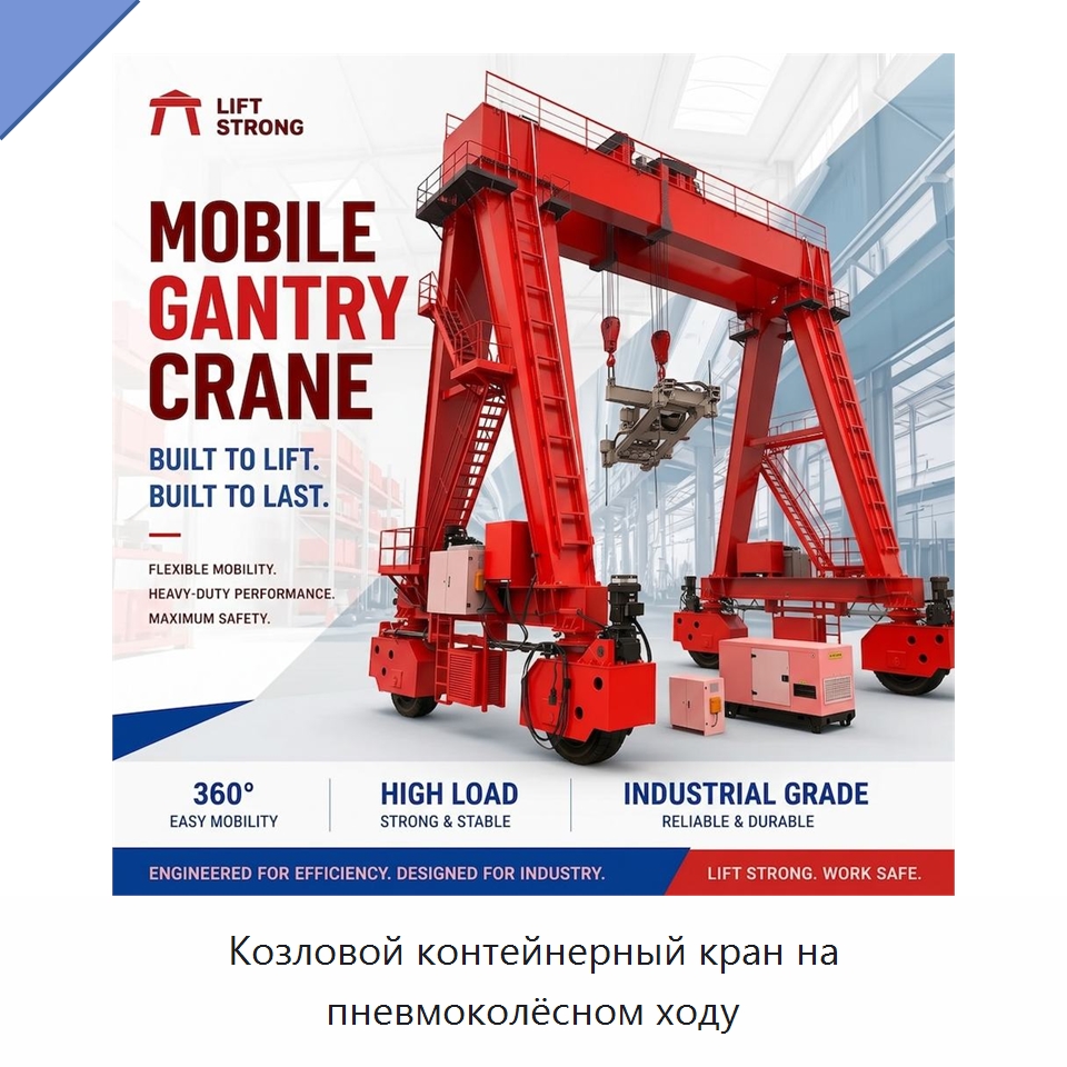 Козловой контейнерный кран на пневмоколёсном ходу — Краны