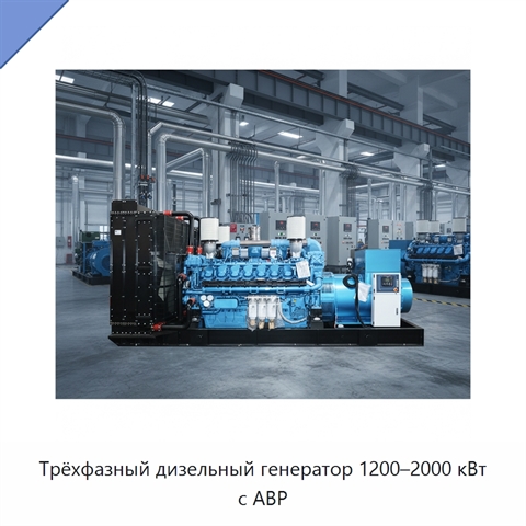 Трёхфазный дизельный генератор 1200–2000 кВт с АВР