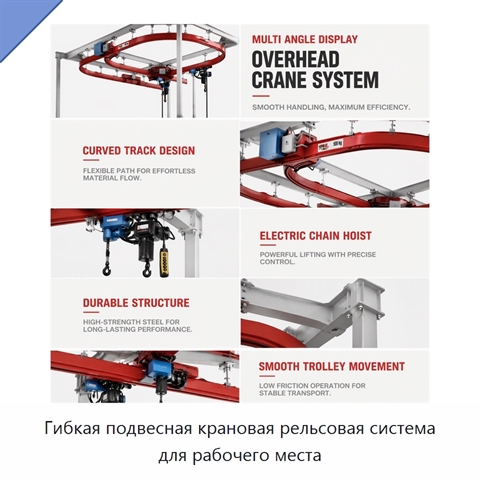 Гибкая подвесная крановая рельсовая система для рабочего места