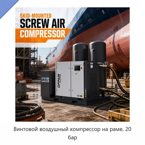 Винтовой воздушный компрессор на раме, 20 бар
