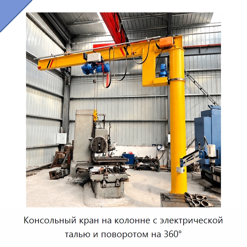 Консольный кран на колонне с электрической талью и поворотом на 360° — Краны