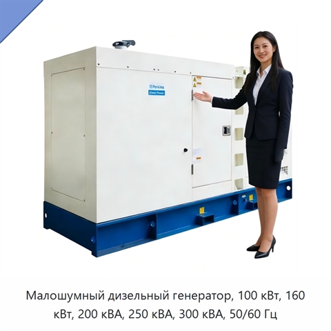Малошумный дизельный генератор, 100 кВт, 160 кВт, 200 кВА, 250 кВА, 300 кВА, 50/60 Гц