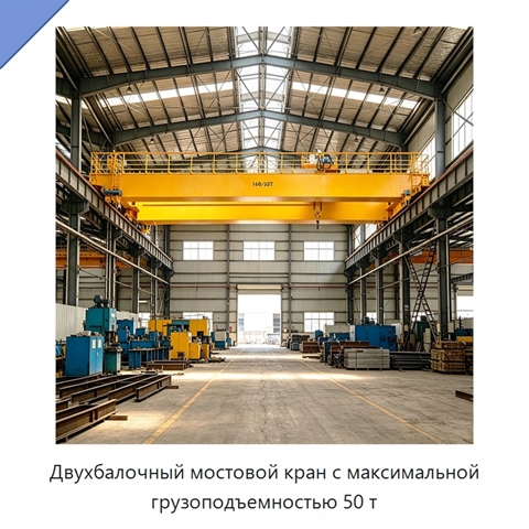 Двухбалочный мостовой кран с максимальной грузоподъемностью 50 т