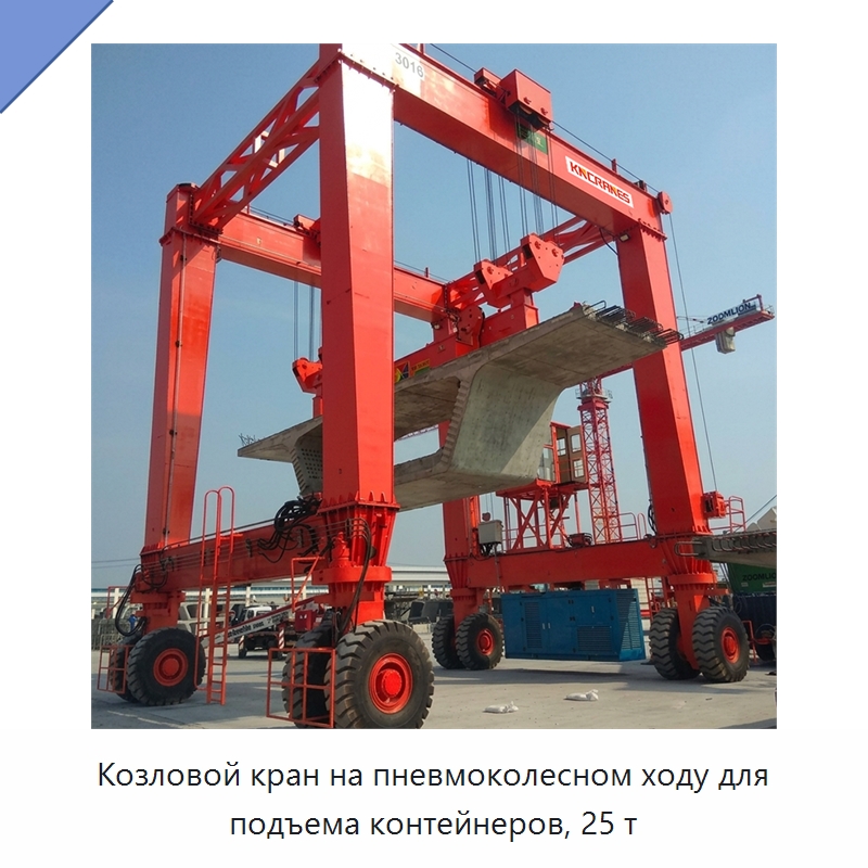 Козловой кран на пневмоколесном ходу для подъема контейнеров, 25 т — Краны