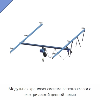 Модульная крановая система легкого класса с электрической цепной талью