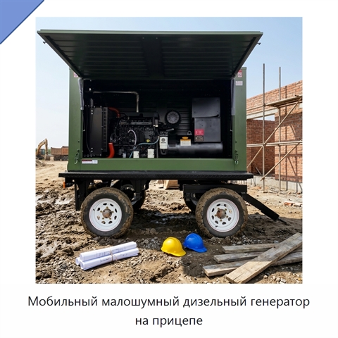 Мобильный малошумный дизельный генератор на прицепе