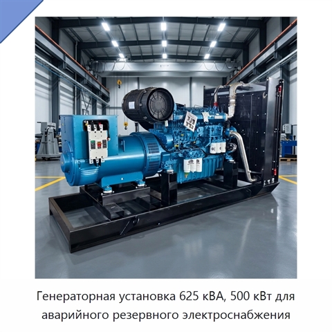 Генераторная установка 625 кВА, 500 кВт для аварийного резервного электроснабжения