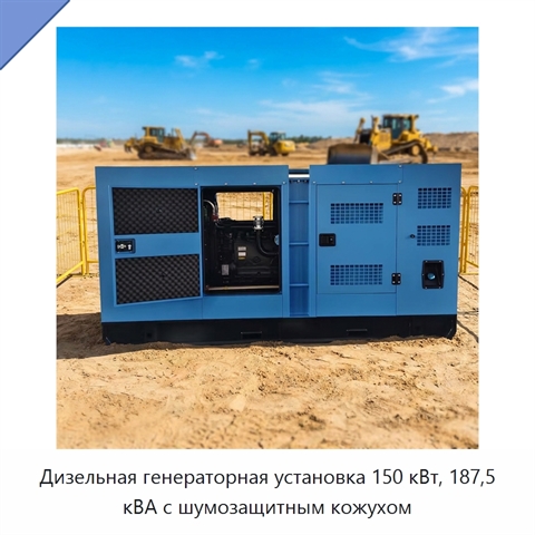 Дизельная генераторная установка 150 кВт, 187,5 кВА с шумозащитным кожухом