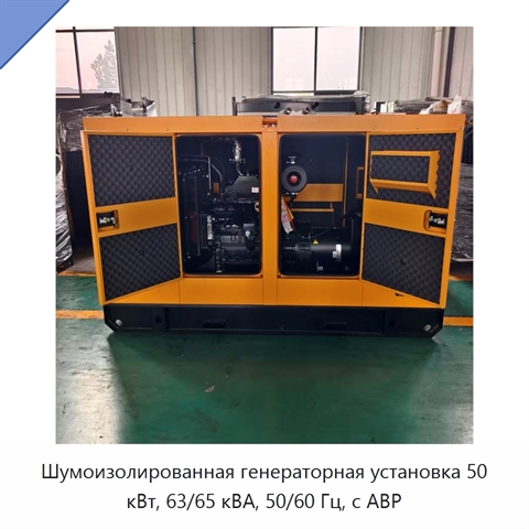 Шумоизолированная генераторная установка 50 кВт, 63/65 кВА, 50/60 Гц, с АВР