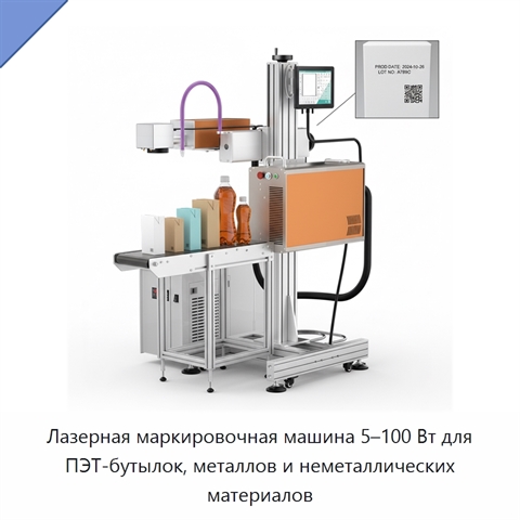 Лазерная маркировочная машина 5–100 Вт для ПЭТ-бутылок, металлов и неметаллических материалов