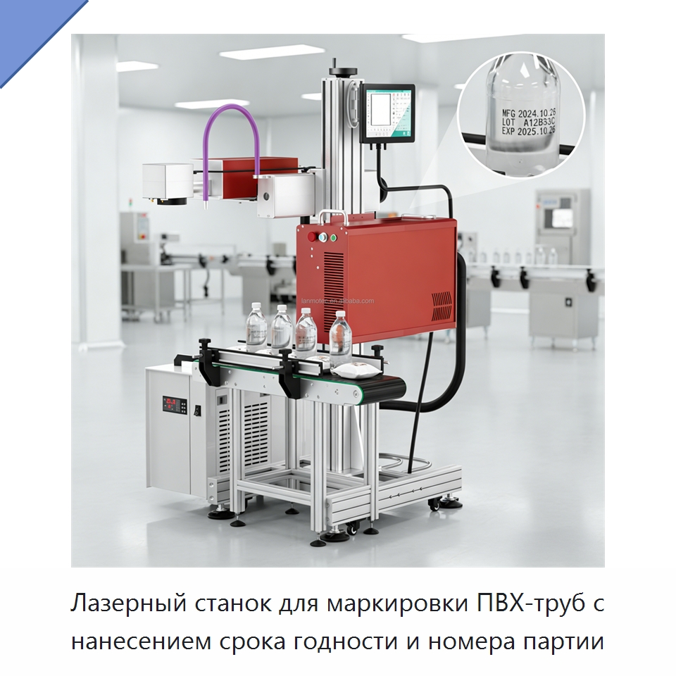 Лазерный станок для маркировки ПВХ-труб с нанесением срока годности и номера партии — Лазерные маркировочные станки