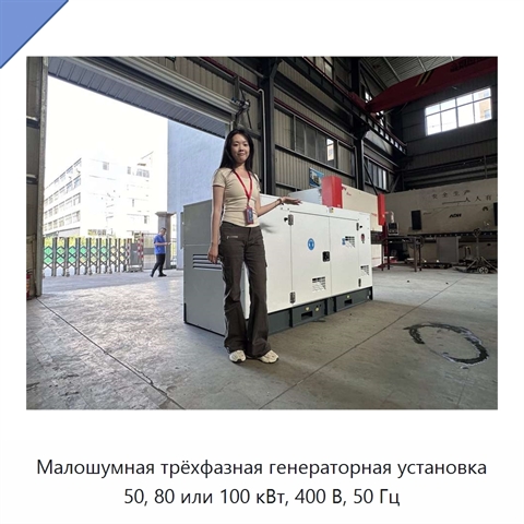 Малошумная трёхфазная генераторная установка 50, 80 или 100 кВт, 400 В, 50 Гц