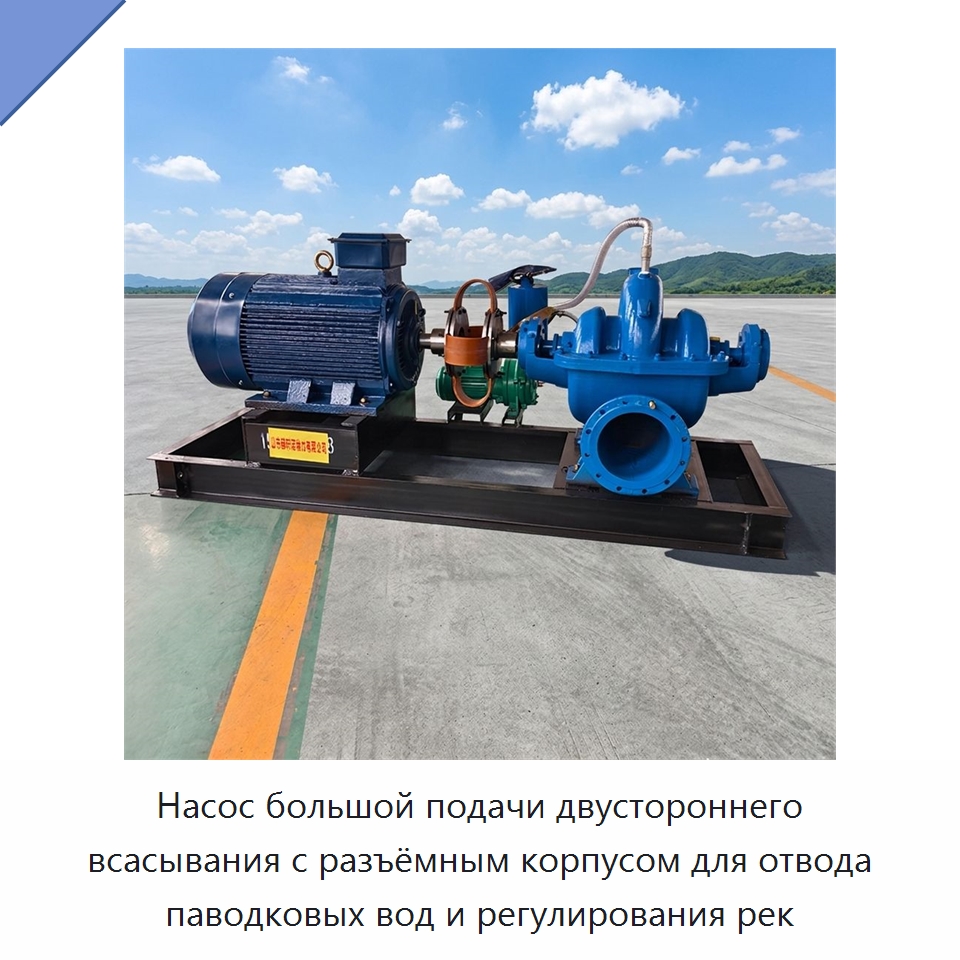 Насос большой подачи двустороннего всасывания с разъёмным корпусом для отвода паводковых вод и регулирования рек — Насосы