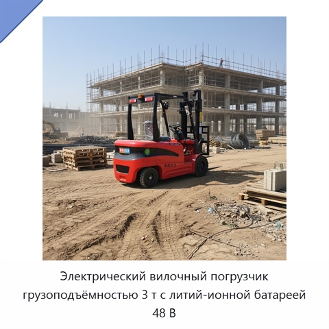 Электрический вилочный погрузчик грузоподъёмностью 3 т с литий-ионной батареей 48 В