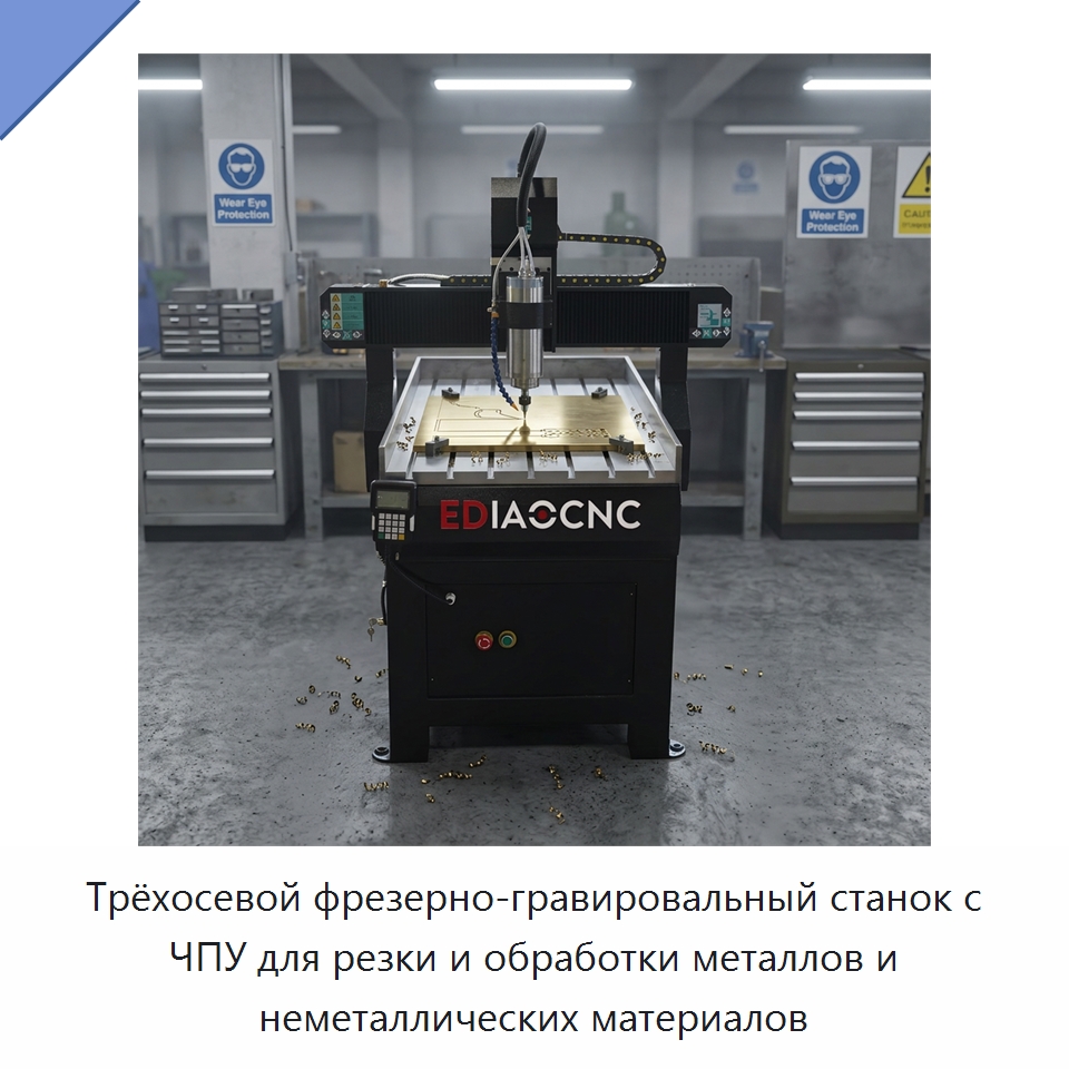 Трёхосевой фрезерно-гравировальный станок с ЧПУ для резки и обработки металлов и неметаллических материалов — Фрезерные станки по дереву