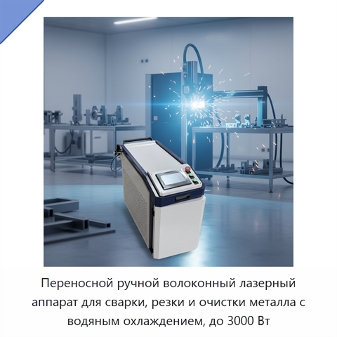 Переносной ручной волоконный лазерный аппарат для сварки, резки и очистки металла с водяным охлаждением, до 3000 Вт