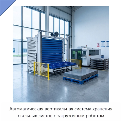 Автоматическая вертикальная система хранения стальных листов с загрузочным роботом