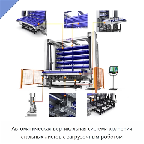 Автоматическая вертикальная система хранения стальных листов с загрузочным роботом