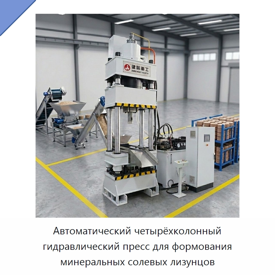 Автоматический четырёхколонный гидравлический пресс для формования минеральных солевых лизунцов — Гидравлические прессы