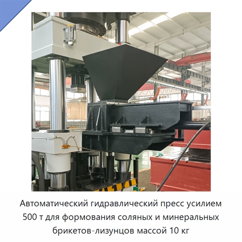Автоматический гидравлический пресс усилием 500 т для формования соляных и минеральных брикетов-лизунцов массой 10 кг