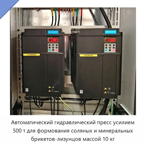 Автоматический гидравлический пресс усилием 500 т для формования соляных и минеральных брикетов-лизунцов массой 10 кг