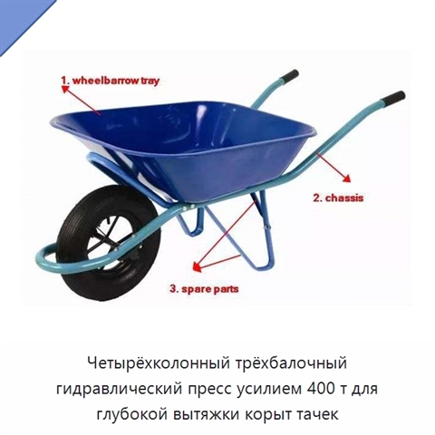 Четырёхколонный трёхбалочный гидравлический пресс усилием 400 т для глубокой вытяжки корыт тачек