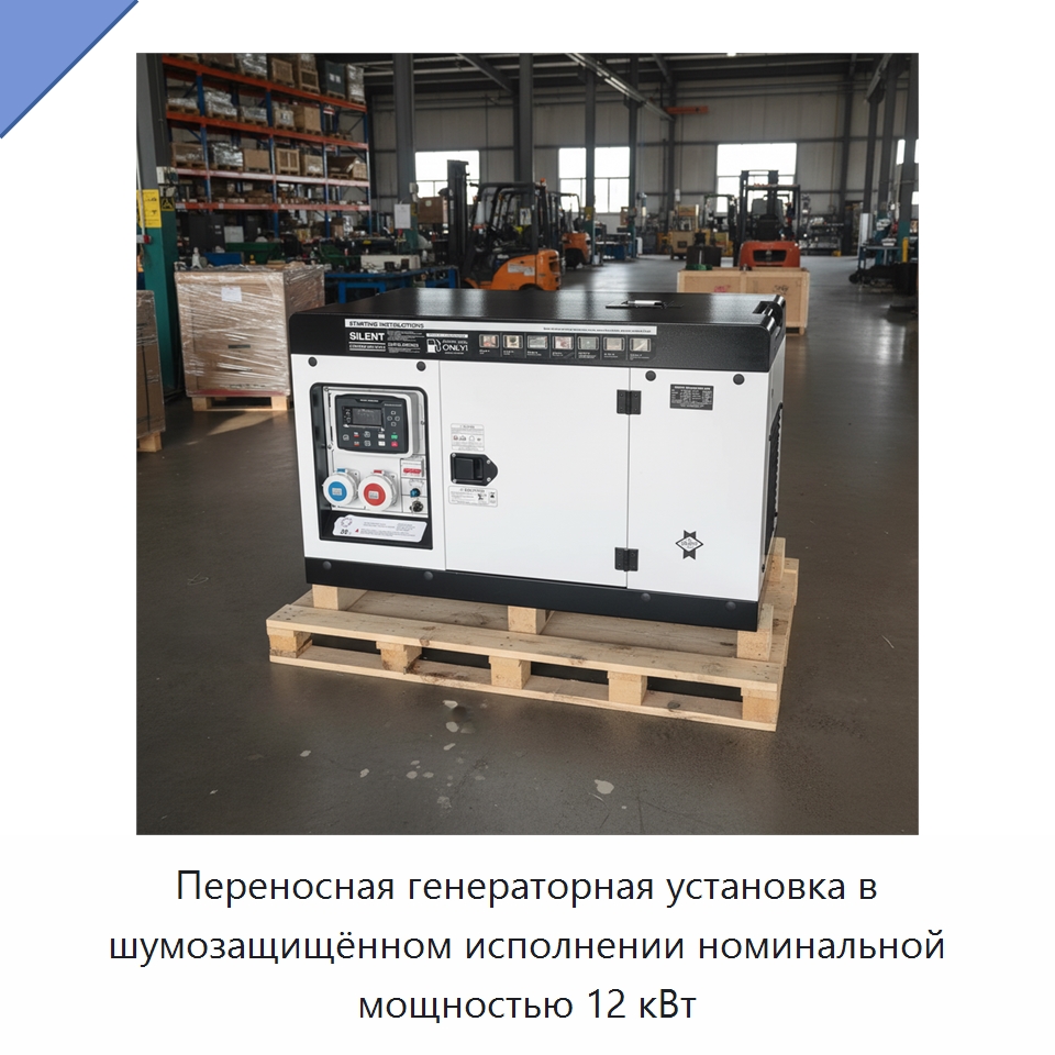 Переносная генераторная установка в шумозащищённом исполнении номинальной мощностью 12 кВт — Дизельные генераторы