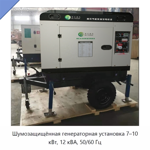 Шумозащищённая генераторная установка 7–10 кВт, 12 кВА, 50/60 Гц