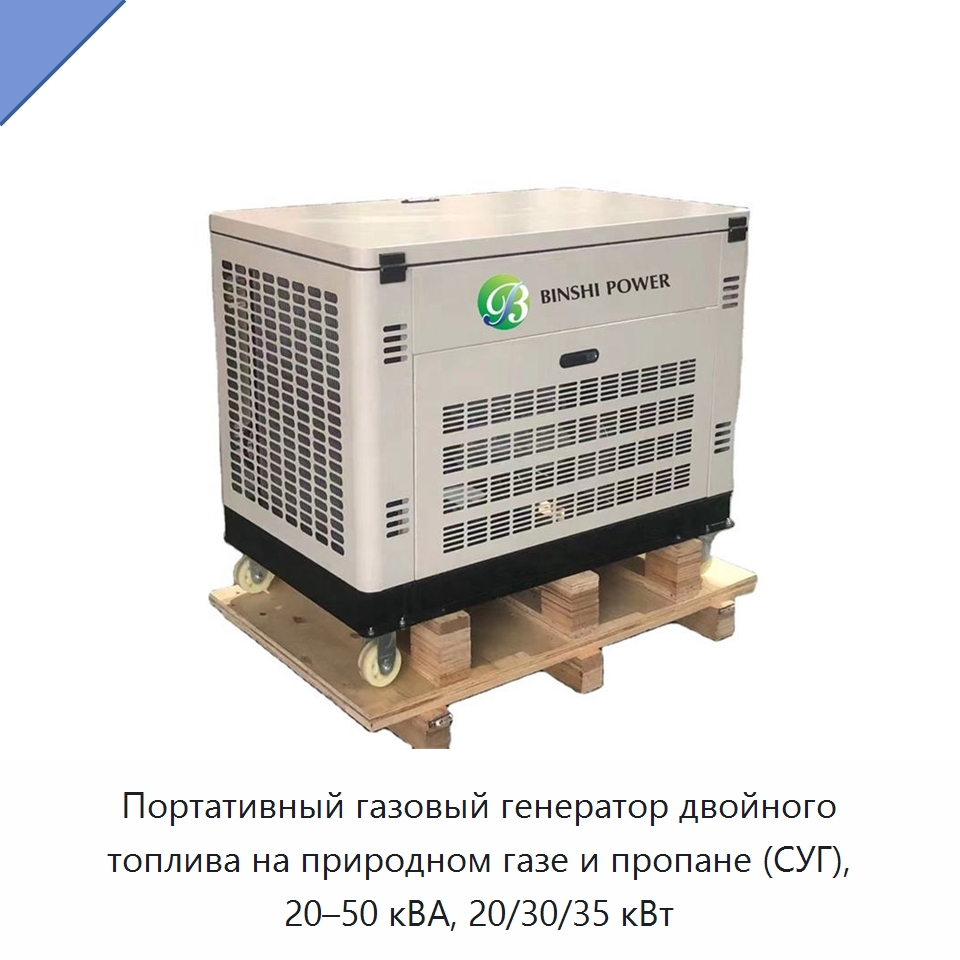 Портативный газовый генератор двойного топлива на природном газе и пропане (СУГ), 20–50 кВА, 20/30/35 кВт — Газотурбинные генераторы