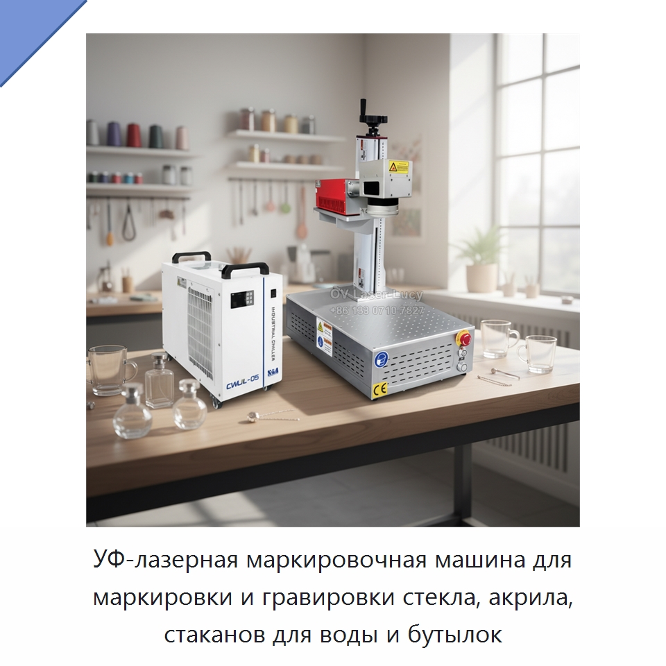УФ-лазерная маркировочная машина для маркировки и гравировки стекла, акрила, стаканов для воды и бутылок — Лазерные маркировочные станки