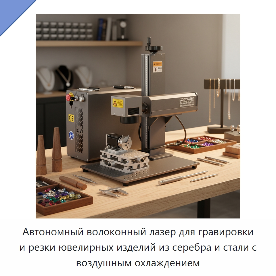 Автономный волоконный лазер для гравировки и резки ювелирных изделий из серебра и стали с воздушным охлаждением — Лазерные маркировочные станки