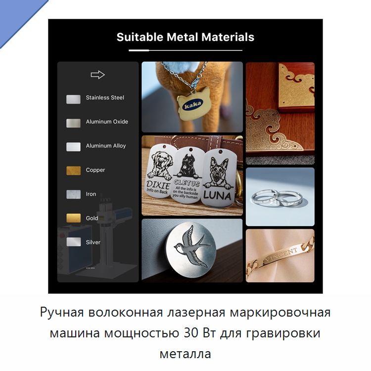 Ручная волоконная лазерная маркировочная машина мощностью 30 Вт для гравировки металла — Лазерные маркировочные станки