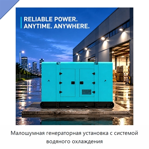 Малошумная генераторная установка с системой водяного охлаждения