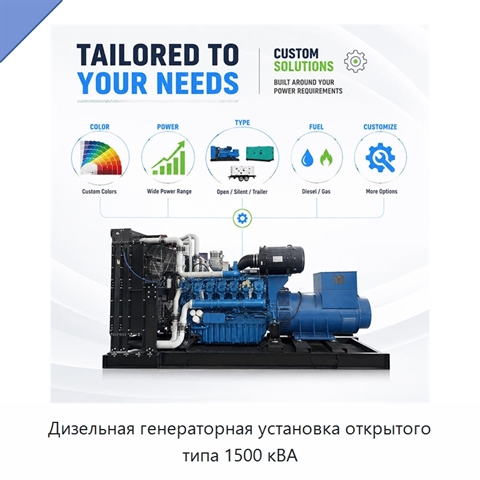 Дизельная генераторная установка открытого типа 1500 кВА