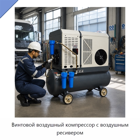 Винтовой воздушный компрессор с воздушным ресивером