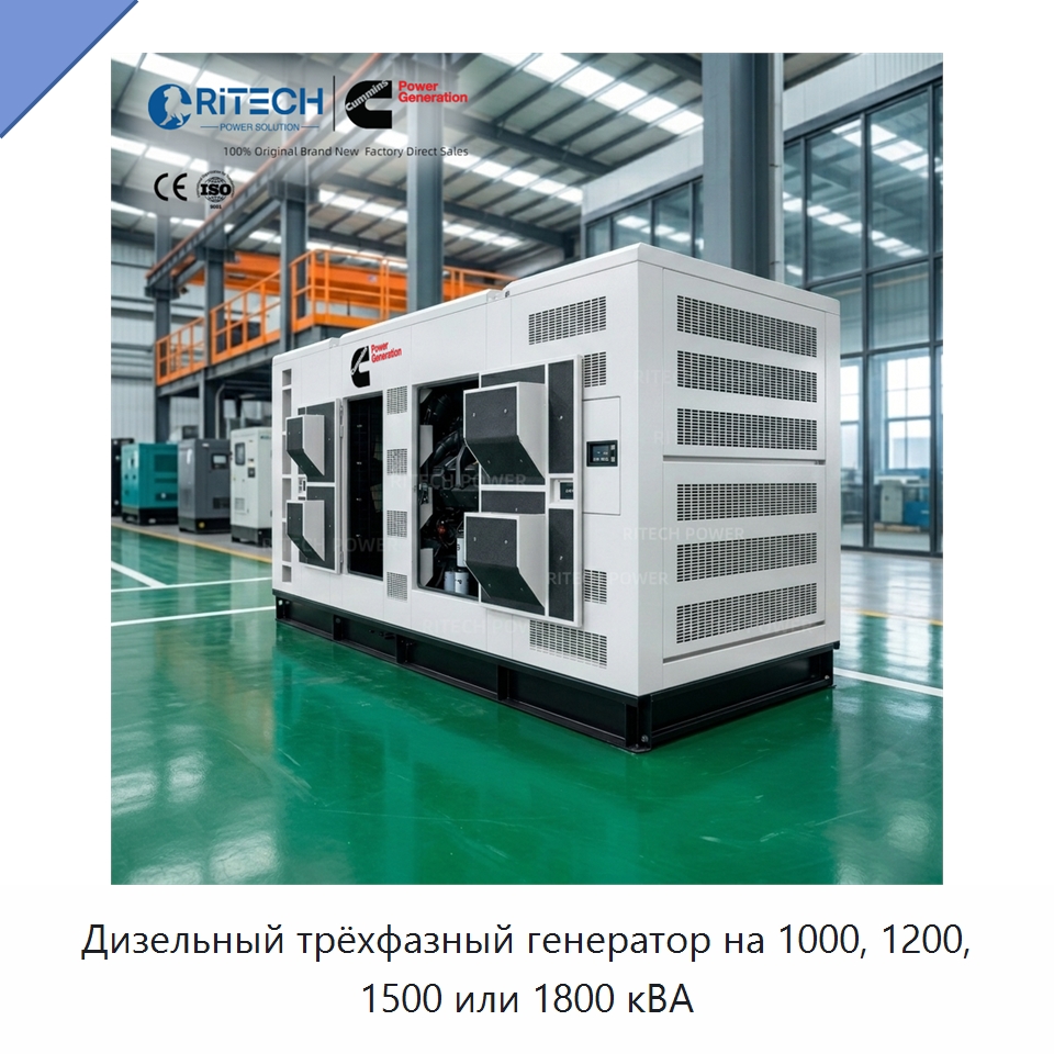 Дизельный трёхфазный генератор на 1000, 1200, 1500 или 1800 кВА — Дизельные генераторы