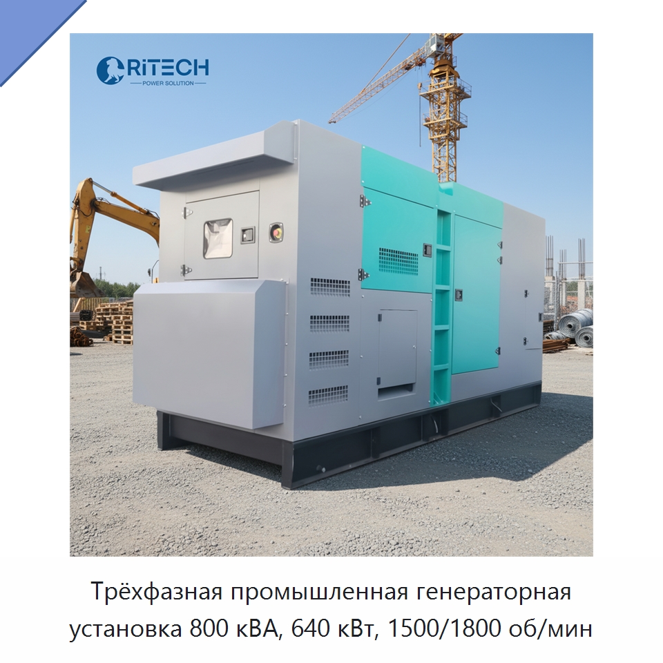 Трёхфазная промышленная генераторная установка 800 кВА, 640 кВт, 1500/1800 об/мин — Дизельные генераторы