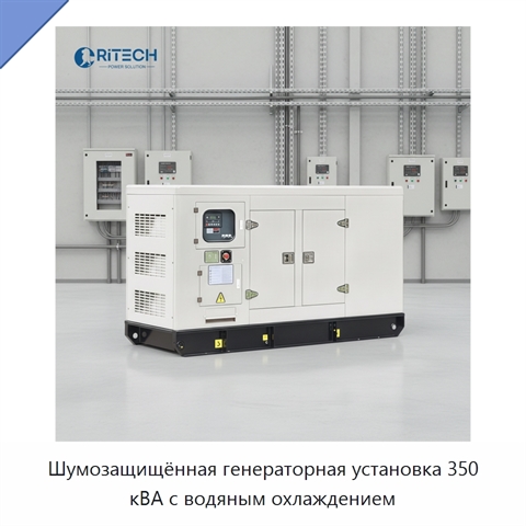 Шумозащищённая генераторная установка 350 кВА с водяным охлаждением